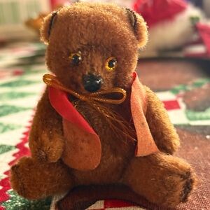 Jointed Glass Eyes Old Miniature Teddy Bear